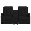 vidaXL 2-местен масажен реклайнер с държачи за чаши, черен, еко кожа