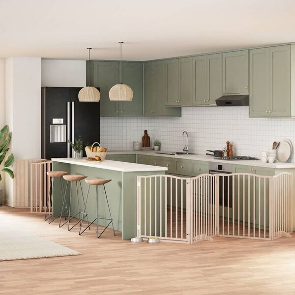 vidaXL Сгъваема преграда за кучета с врата 12 панела 960 см топола