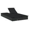 vidaXL 2-местен шезлонг с възглавници, черен, полиратан