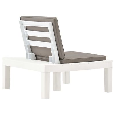 vidaXL Градински лаундж стол с шалте, пластмаса, бял