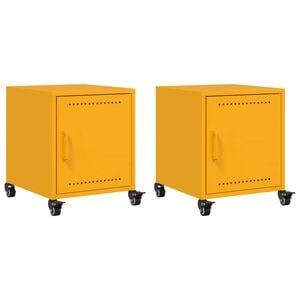 vidaXL Нощни шкафчета 2 бр горчица жълто 36x39x43,5 см стомана