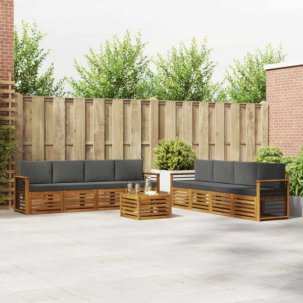 vidaXL Комплекти дивани с възглавница 9 pcs Натурален и Антрацит