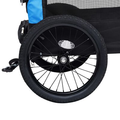 vidaXL 2-в-1 кучешко ремарке за велосипеди и джогинг, синьо и черно
