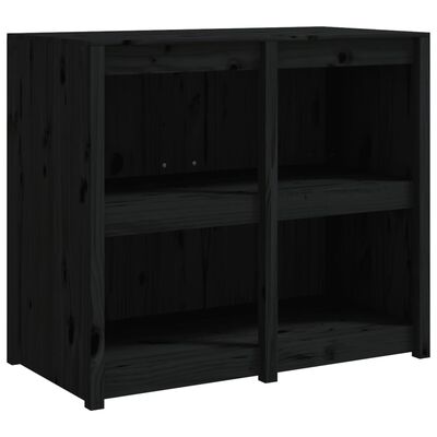 vidaXL Кухненски шкафове за открито, 3 бр, черни, бор масив