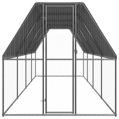 vidaXL Външна клетка за пилета, 2x8x2 м, поцинкована стомана