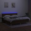 vidaXL Боксспринг легло с матрак и LED, тъмнокафяво, 180x200 см, плат