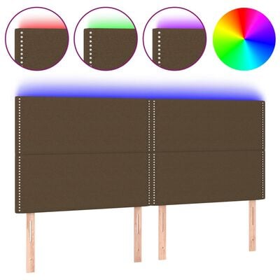 vidaXL LED горна табла за легло, тъмнокафява,160x5x118/128 см, плат