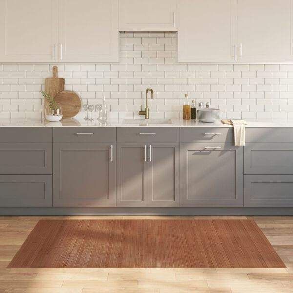 vidaXL Килим, правоъгълен, кафяв, 100x200 см, бамбук