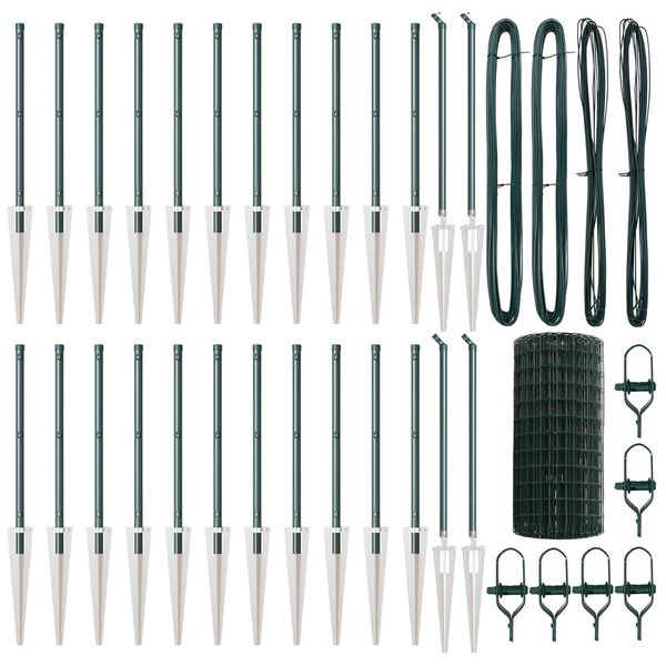 vidaXL Ограда с пост Зелен 0,6 x 50 м Стомана и PVC