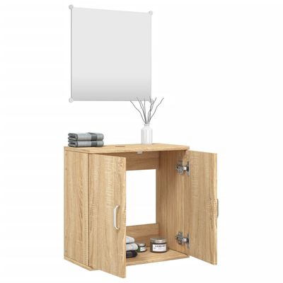 vidaXL Комплект мебели за баня от 2 части, дъб, инженерно дърво