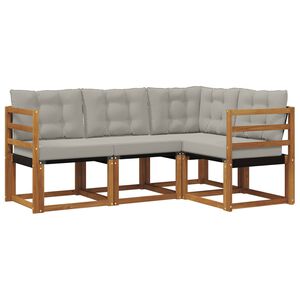vidaXL Комплект дивани за открито 4 pcs Естествено и светло сиво