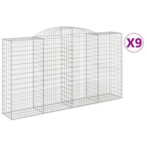 vidaXL Габионни кошници арка 9 бр 300x50x160/180 см поцинковано желязо