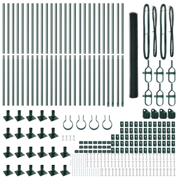 vidaXL Стълб за ограда. Зелен 50 x 1,5 м (25 мм мрежа) Стомана и PVC