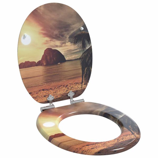 vidaXL Мека затваряща се тоалетна седалка Оранжево 44 x 38 см ПДЧ