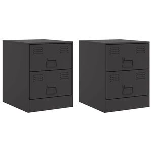 vidaXL Нощни шкафчета, 2 бр, черни, 34,5x39х44 см, стомана