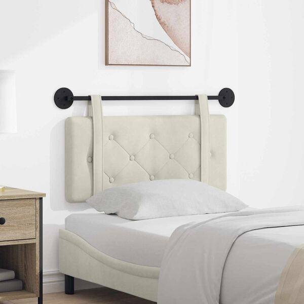 vidaXL Висяща табла Монтиране на стена Крем 90 x 55 x 5 см Кадифе