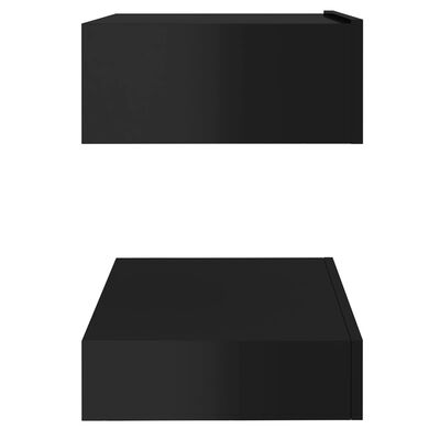 vidaXL Нощно шкафче, черен гланц, 60x35 см, ПДЧ
