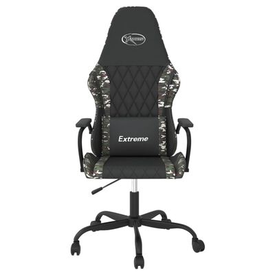 vidaXL Масажен гейминг стол, черно и камуфлаж, изкуствена кожа