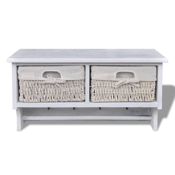 vidaXL Стенен рафт, бял, 60x23,5x33 см, дърво от пауловния