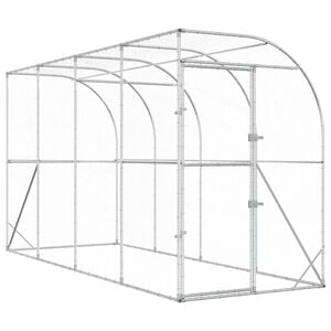 vidaXL Кокошарник срещу стена Сребристо 600 x 150 x 215 см
