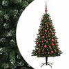 vidaXL Изкуствена коледна елха с топки 150 см 150 LED светодиода