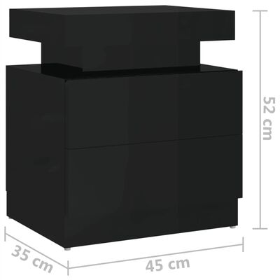 vidaXL Нощно шкафче, черен гланц, 45x35x52 см, ПДЧ