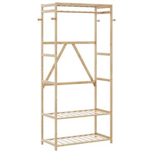 vidaXL Закачалка за дрехи с рафтове 80x40x175 см бамбук