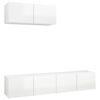 vidaXL ТВ шкафове, 3 бр, бял гланц, инженерно дърво