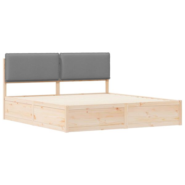 vidaXL Леглова рамка с тапицирана гръбна част Светлосиво 180 x 200 cm