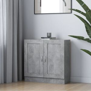 vidaXL Шкаф за книги, бетонно сив, 82,5x30,5x80 см, инженерно дърво