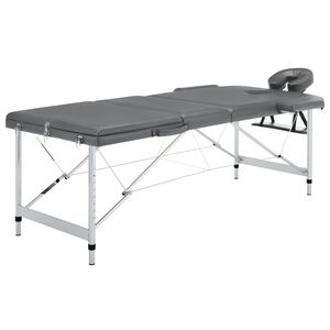 vidaXL Масажна кушетка с 3 зони, алуминиева рамка, антрацит, 186х68 см