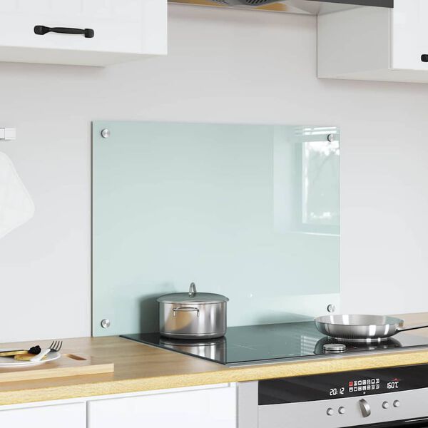 vidaXL Кухненски заден панел Бяло 70 x 50 cm закалено стъкло