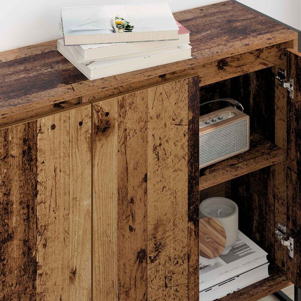 vidaXL Страничен шкаф Старо дърво 96,5 x 30 x 75 см Инженерно дърво