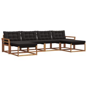 vidaXL Комплект дивани за открито 6 pcs Естествено и черно