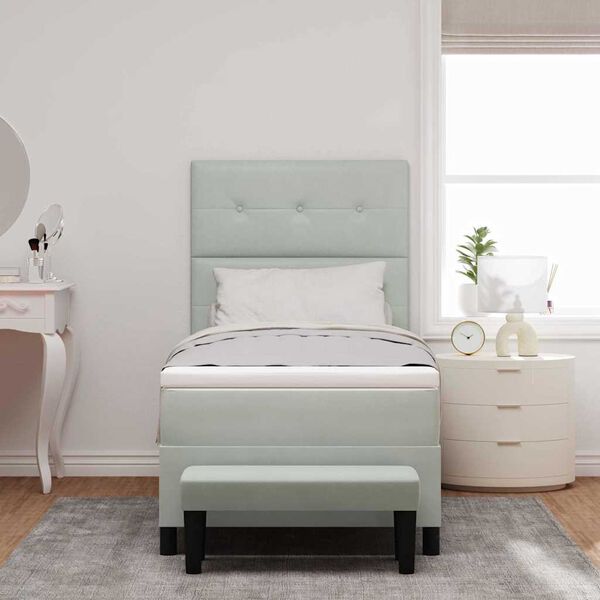 vidaXL Легло с пружинирана основа Светлосиво 90 x 190 cm Кадифе