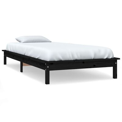 vidaXL Рамка за легло, черна, 100х200 см, бор масив