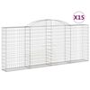 vidaXL Габионни кошници арка 15 бр 300x30x120/140см поцинковано желязо