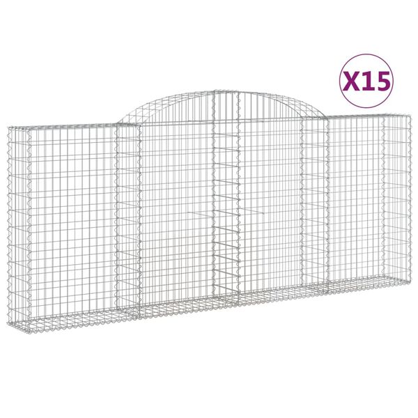 vidaXL Габионни кошници арка 15 бр 300x30x120/140см поцинковано желязо