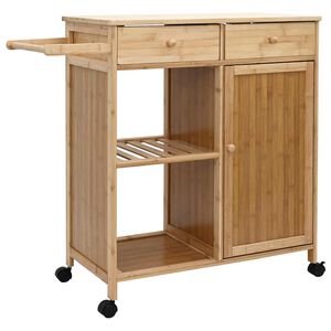 vidaXL Кухненска количка с колела Естествен 90,5 x 36 x 86,5 см Бамбук