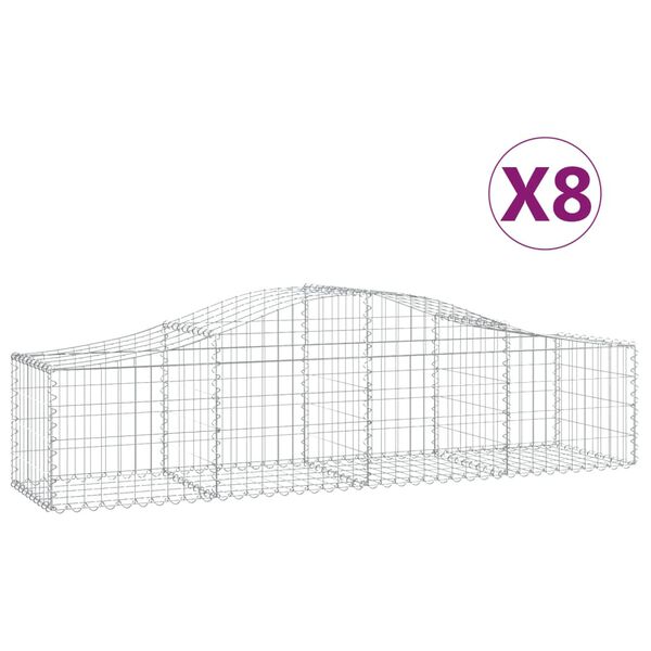 vidaXL Габионни кошници арка 8 бр 200x50x40/60 см поцинковано желязо