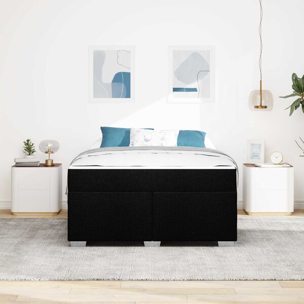 vidaXL Рамка за легло с матрак Черно 160 x 200 cm текстил