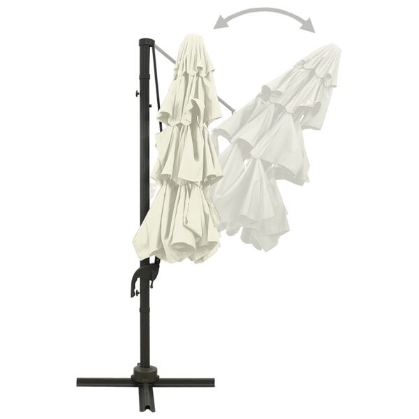 vidaXL Градински чадър на 4 нива с алуминиев прът, пясъчен, 3x3 м