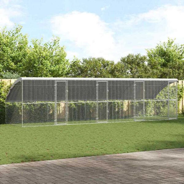 vidaXL Клетка за пилета Сребрист 800 x 200 x 198.5 см