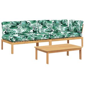 vidaXL Градински комплект диван с възглавници, 3 части, акация масив