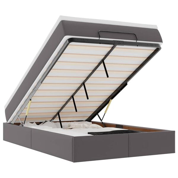 vidaXL Османска легло с матрак, сиво, 120x190 см, изкуствена кожа