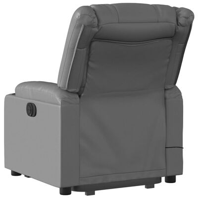 vidaXL Изправящ масажен реклайнер стол, сива, изкуствена кожа