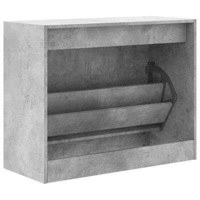 vidaXL Шкаф за обувки, бетонно сив, 80x34x63 см, инженерно дърво