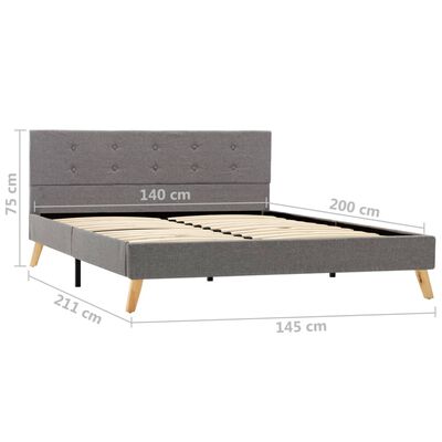 vidaXL Рамка за легло, светлосива, плат, 140x200 см