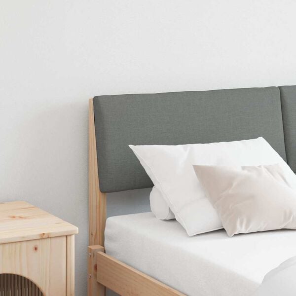 vidaXL Тапицирана табла Тъмен сив 140 cm Солидно борово дърво