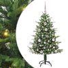 vidaXL Изкуствена светена коледна елха с комплект топки Зелено 120 cm